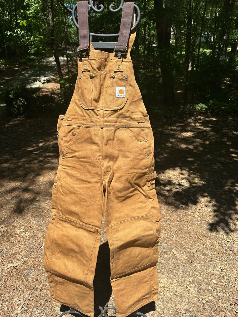 Carhartt Brown/Tan Duck Canvas Work Overalls with Metal Hardware